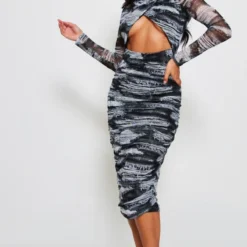 Robe Mi-longue En Mesh Noir Imprimé Zèbre Cache-coeur Découpée -Jupe Lumine Soldes Boutique 37aec7499337698af7c10c3ca79c042caf6e79d3 cnc7765 3