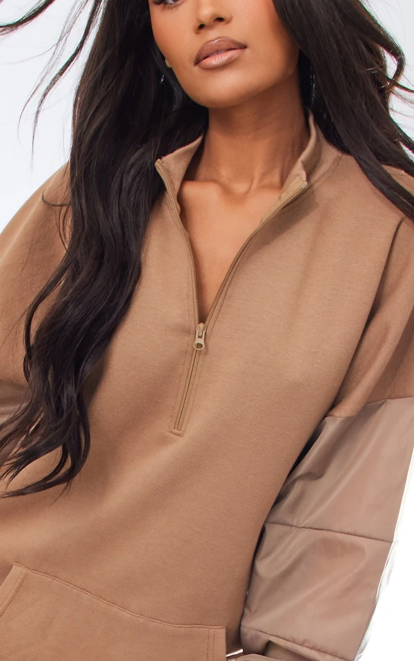 Robe Sweat Sable Oversize à Manches En Nylon Contrastantes 4 Robe Sweat Sable Oversize à Manches En Nylon Contrastantes – Image 4