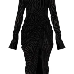 Robe Mi-longue Noire Imprimé Zèbre Dévoré à Col Haut Et Détail Drapé -Jupe Lumine Soldes Boutique 385d20a3067a01f069222eb30d260168c69fd8c0 cmu4283 6