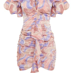 Robe Moulante Multicolore Imprimée Tourbillons à Manches Volantées Et Barre En V -Jupe Lumine Soldes Boutique 387c5035e6df0a8d5a4b7faad8fb4e68946f0725 cms7508 6