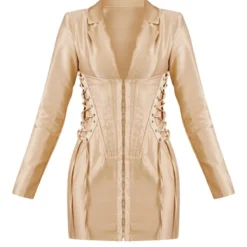 Robe Blazer Satinée Café Au Lait Clair à Corset Et Lacets Latéraux -Jupe Lumine Soldes Boutique 3988c7d712b01507907a141e65e8bf50e3bdaac4 cnc6151 5