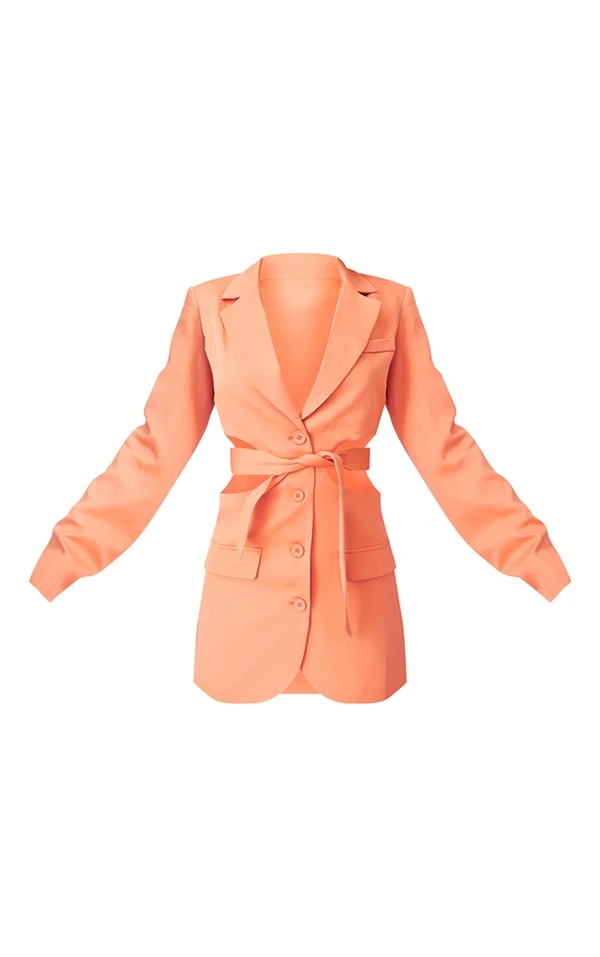 Robe Blazer Argile Décolletée Découpée à Détail Noué 4 Robe Blazer Argile Décolletée Découpée à Détail Noué – Image 4