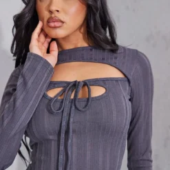 Robe Longue Côtelée Gris Anthracite Découpée à Nouer Dans Le Cou 8 Robe Longue Côtelée Gris Anthracite Découpée à Nouer Dans Le Cou -Jupe Lumine Soldes Boutique 3a13782c977606a0fb7625d89bb001279d6232bc cnd4071 4