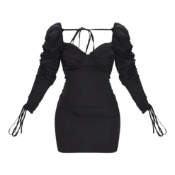 Robe Moulante Tissée Noire à Manches Longues Et Bonnets Froncés -Jupe Lumine Soldes Boutique 3a3d3004391cacd6dc9e02b0fb4e41168e905809 CMW3758 6