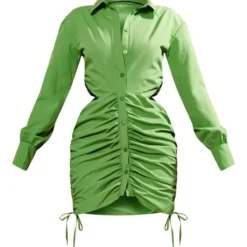 Robe Chemise Froncée Verte à Boutons Et Côtés Découpés -Jupe Lumine Soldes Boutique 3a9935f1cfb0a0f4b01e4c52a90ff2997a7a1838 cne0633 5