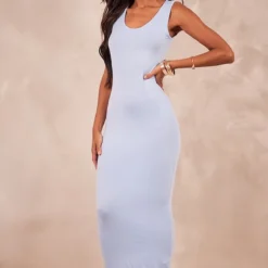 Robe Longue Simple Bleu Clair