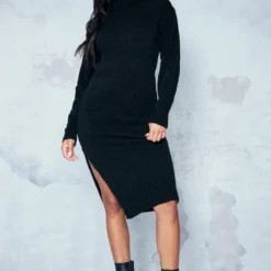 Robe Pull Mi-longue En Maille Noire à Boucle Et Col Roulé -Jupe Lumine Soldes Boutique 3af64ed3066ef0e4dd15a8adeb9a986602e2d17e cnc5808 3