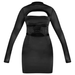 Robe Moulante Satinée Noire Lacée à Corset Et Manches Longues En Mesh 9 Robe Moulante Satinée Noire Lacée à Corset Et Manches Longues En Mesh -Jupe Lumine Soldes Boutique 3c7fd53ec67077a941f11ef03d124dd8d61e07f0 cnc7815 5