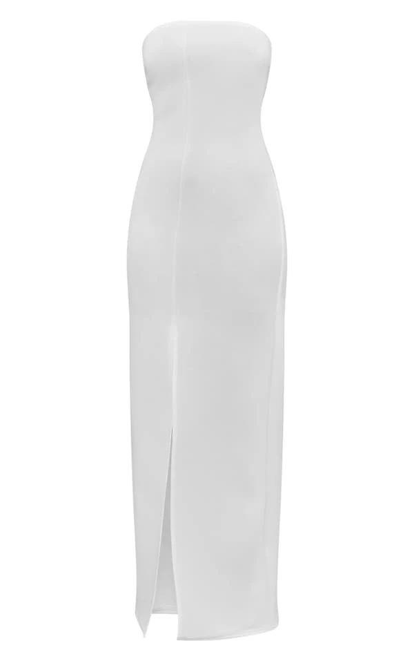 Robe Mi-longue Bustier En Néoprène Blanche à Détail Coutures 5 Robe Mi-longue Bustier En Néoprène Blanche à Détail Coutures – Image 5
