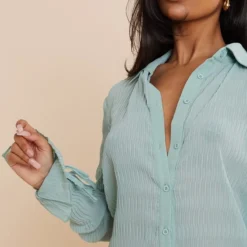 Robe Chemise En Mousseline De Soie Vert Sauge Texturée Transparente à Manchettes évasées 8 Robe Chemise En Mousseline De Soie Vert Sauge Texturée Transparente à Manchettes évasées -Jupe Lumine Soldes Boutique 3cb7f3a8488eb2b4ba58985cef5a3d9ee65687e7 cnd5901 4