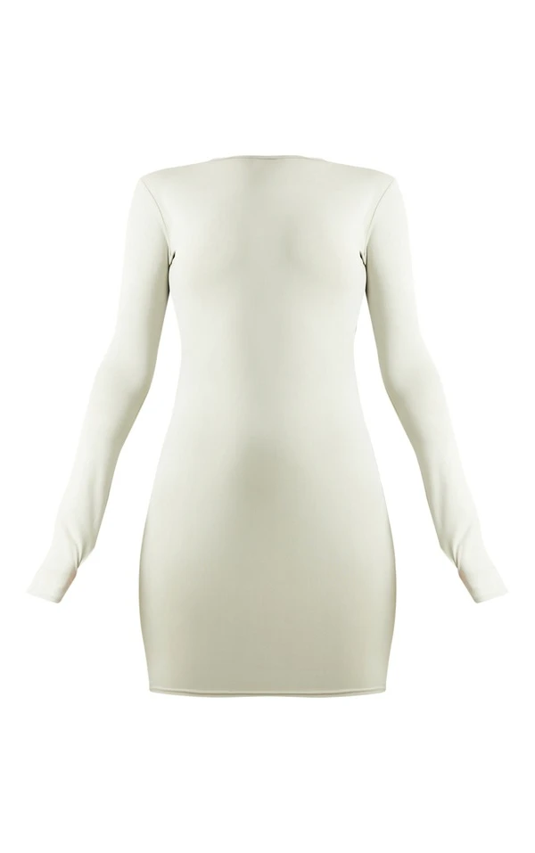 Robe Moulante Gris Clair Sculpt Mat à Manches Longues Et Trous Pour Les Pouces 5 Robe Moulante Gris Clair Sculpt Mat à Manches Longues Et Trous Pour Les Pouces – Image 5