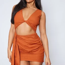 Robe Moulante Effet Lin Rouille à Torsade Et Détail Drapé -Jupe Lumine Soldes Boutique 3d1dbaabd9727b942991df837c15b53d42a8597f cnd2247 1