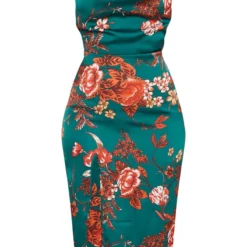 Robe Mi-longue Satinée Vert émeraude Imprimé Floral à Col Bénitier -Jupe Lumine Soldes Boutique 3d3b828d2c6070a500eff1f96dc53fcd6d5a8609 cmc7925 3