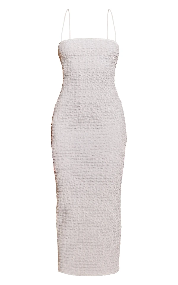 Robe Mi-longue Texturée Blanche à Bretelles Et Lacets Au Dos 5 Robe Mi-longue Texturée Blanche à Bretelles Et Lacets Au Dos – Image 5