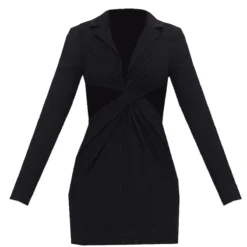 Robe Blazer Texturée Noire Découpée à Torsade -Jupe Lumine Soldes Boutique 3d7700b65abf0a434031e282c5172fdc9635139c cmt4953 6