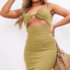 Robe Longue Côtelée Vert Olive Torsadée à Découpe -Jupe Lumine Soldes Boutique 3e57681a4cf1b8cb89b67708e761453921bd8ade cnd5402 4