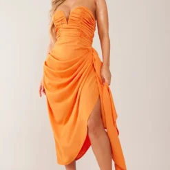 Robe Mi-longue Orange Froncée à Décolleté -Jupe Lumine Soldes Boutique 3e6e298dcf66be7bff13e88d5988f8f7219a8b9d cnd8012 3
