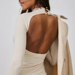 Robe Moulante Gris Pierre Fendue à Dos Nu Et Col Montant -Jupe Lumine Soldes Boutique 3ee80dac13afbf870538b161b568616d5513d079 cnb3613 4