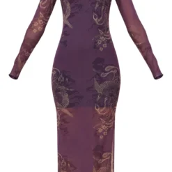 Robe Longue En Mesh Prune Imprimé Abstrait à Manches Longues -Jupe Lumine Soldes Boutique 3fb008147d808ba937f765418b19129e198e0e9a cnc2338 5