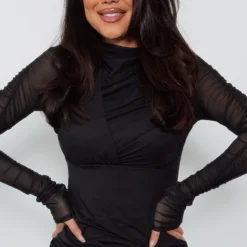 Robe Moulante En Mesh Drapé Noir à Col Montant Et Fronces -Jupe Lumine Soldes Boutique 4011cfbb945acdb7bd8819d8524b81838da5c370 cnc2960 4