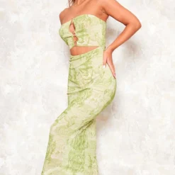 Robe Longue Bustier Découpée Imprimé Renaissance Vert Citron à Anneaux -Jupe Lumine Soldes Boutique 424750d1ce1d6564ea70863d155ec3225dfd5c39 cne8564 3