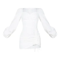 Robe Moulante Manches Longues Blanche à Col Coeur Froncé -Jupe Lumine Soldes Boutique 43b9cb83e82c36739b86bf2474dfb898aa97b240 cmh3130 5