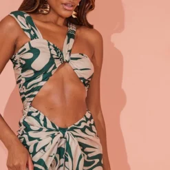 Robe Longue Asymétrique Vert Foncé Imprimé Abstrait à Découpes Et Dos Nu -Jupe Lumine Soldes Boutique 444c02ea83c149b890bb463837ee1ca08a2a8f57 cmy6043 5