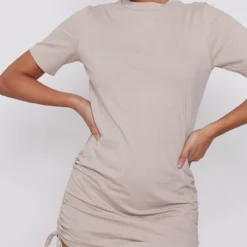 Robe T-shirt En Coton Gris Pierre à Manches Courtes Et Côtés Froncés -Jupe Lumine Soldes Boutique 445e984903c24d0af531d4adda52d2136bd280bb cnd5518 4