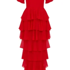 Robe Longue Rouge En Mousseline à Volants -Jupe Lumine Soldes Boutique 4696e621b7f0ca9ee7271e7a4546b4a0f235ce4c CLT9812 3