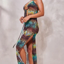 Robe De Plage En Mesh Vert Imprimé Tourbillons Et Animaux à Dos Nu Et Devant Croisé -Jupe Lumine Soldes Boutique 46a1ed1b387840f19f1fcee4a1fceecf3e468691 cne7003 3