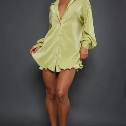 Robe Chemise Vert Citron Plissée à Ourlet Volanté -Jupe Lumine Soldes Boutique 4722cdf3856c33eeb2690b0f46e8dec68fb4e37d cnd2234 3
