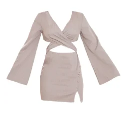 Robe Moulante Gris Pierre à Fines Rayures Croisée Sur Le Devant à Manches Longues Et Boutons -Jupe Lumine Soldes Boutique 476f6f2f749c6646819f62659f317a53b561baf2 cmw4974 6