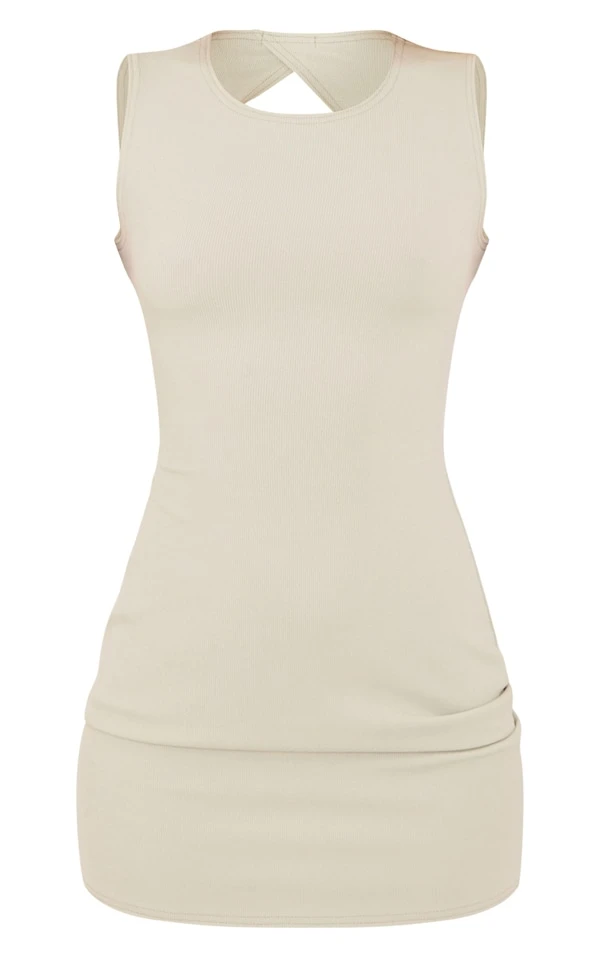 Robe Moulante Finement Côtelée Vert Sauge à Découpes Et Nouée Dans Le Dos 5 Robe Moulante Finement Côtelée Vert Sauge à Découpes Et Nouée Dans Le Dos – Image 5