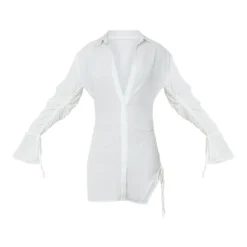 Robe Chemise Blanche Crêpée Froncée à Boutons -Jupe Lumine Soldes Boutique 48ed6e5060545ef58358bb2ef5261cc4c0cb3d58 cms7455 6