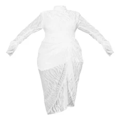 Plus Robe Mi-longue Blanche Imprimé Zèbre Dévoré à Col Haut Et Détail Drapé -Jupe Lumine Soldes Boutique 493f2e00c50370c5ab17c8fccfb19c681c41d528 cnd8604 5