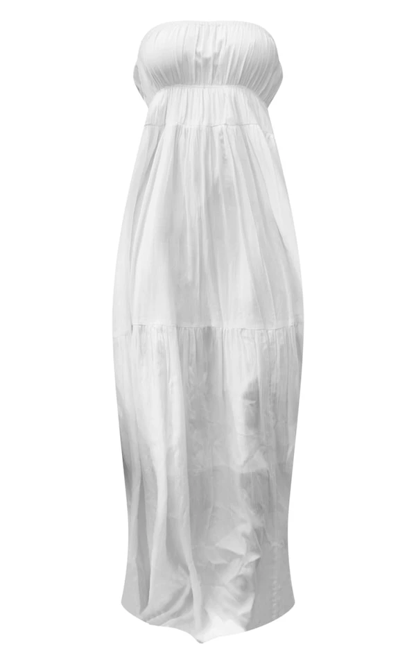Robe Bustier Longue Blanche Fluide Découpée Dans Le Dos 5 Robe Bustier Longue Blanche Fluide Découpée Dans Le Dos – Image 5
