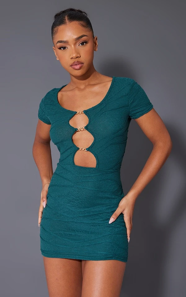 Robe Moulante Bleu Sarcelle Foncé Clair Texturée à Découpes Gouttes D'eau Et Empiècements 1 Robe Moulante Bleu Sarcelle Foncé Clair Texturée à Découpes Gouttes D'eau Et Empiècements