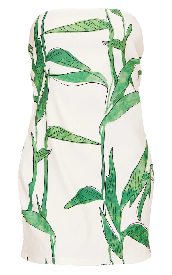 Robe Bustier Moulante Verte Imprimé Feuilles 5 Robe Bustier Moulante Verte Imprimé Feuilles – Image 5