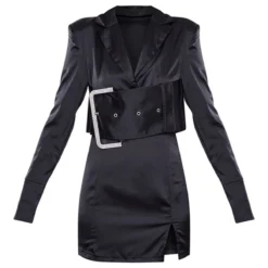 Robe Blazer Satinée Noire à Détail Boucle -Jupe Lumine Soldes Boutique 4c3754b6b48becc0b66f056f009b8db9fa1feedd cnb0710 5