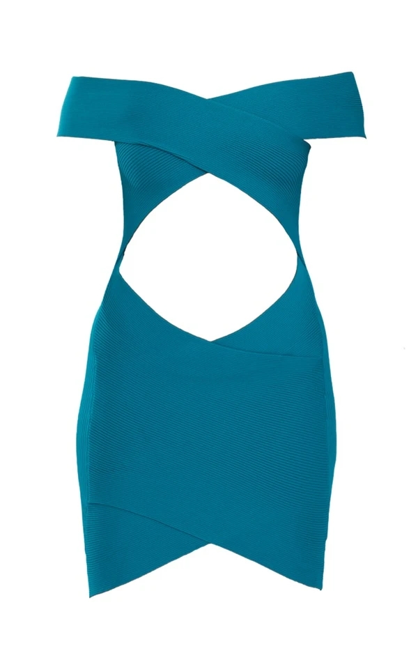 Mini Robe Bustier Vert émeraude En Maille Tricot Détail Croisé 5 Mini Robe Bustier Vert émeraude En Maille Tricot Détail Croisé – Image 5