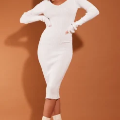 Robe Mi-longue En Maille Crème Clair à Col En V 8 Robe Mi-longue En Maille Crème Clair à Col En V -Jupe Lumine Soldes Boutique 4e9a83a203ad4a7c934bbe754c85a4a422c7771e cmu0226 3