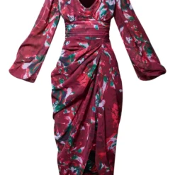 Robe Mi-longue En Mousseline De Soie Prune Imprimée à Lacer Dans Le Dos Et Manches Longues -Jupe Lumine Soldes Boutique 4ed9bcbe5be8a99e9365a7550402abe01ea1806b cnc3054 5