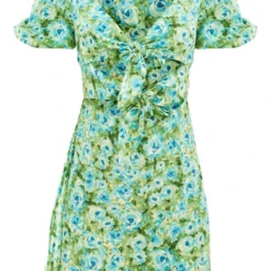 Robe Droite Bleue Fleurie à Manches Courtes Et Devant Noué -Jupe Lumine Soldes Boutique 4fa747a30dda4aff81fb0fd598fa9bdf6519c8e0 cnd4039 5