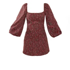 Robe Droite Col Carré Et Manches Bouffantes Rouge à Petites Fleurs -Jupe Lumine Soldes Boutique 4ffad32378692126cd45209da38472db9aa4f17f cnc2850 5