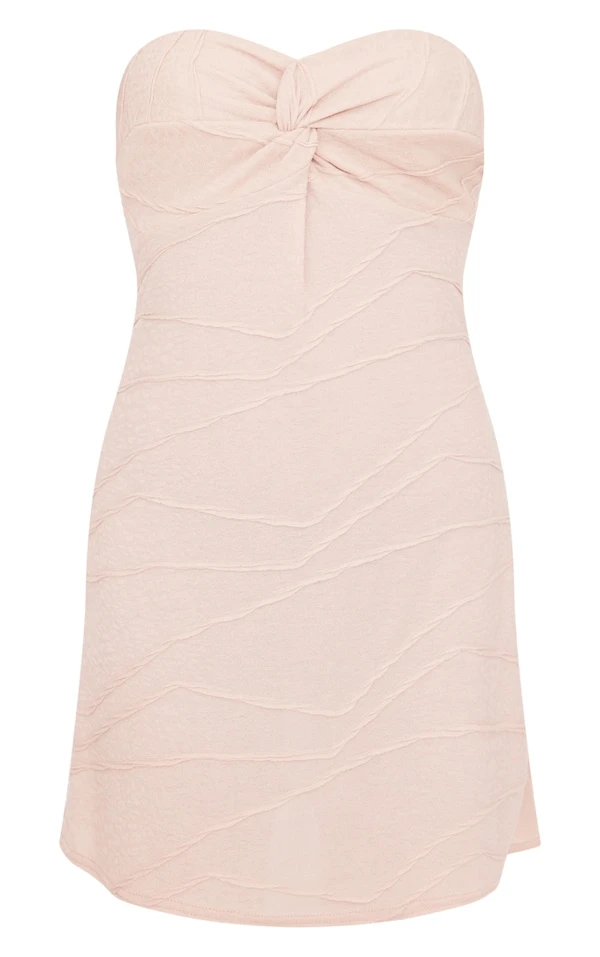 Robe Droite Bustier Texturée Gris Pierre Torsadée 5 Robe Droite Bustier Texturée Gris Pierre Torsadée – Image 5