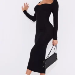 Robe Mi-longue Noire En Jersey à Noeud Sous Le Buste -Jupe Lumine Soldes Boutique 512243ae2d9509fd3ac9223db6a29919c3059695 cnc9056 3