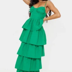 Robe Longue Volantée Vert Vif à Bretelles Et Détail Bonnets -Jupe Lumine Soldes Boutique 5127c13d6897634c30fffa334f7cd14e43d18954 cmr7645 4