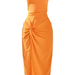 Robe Longue Asymétrique En Mousseline De Soie Orange à Découpe Et Détail Torsadé -Jupe Lumine Soldes Boutique 5143f5c48dee084cc9eb879e776ea91b90489579 cne1553 5