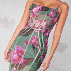 Robe Mi-longue Verte Fleurie En Mesh à Liserés 8 Robe Mi-longue Verte Fleurie En Mesh à Liserés -Jupe Lumine Soldes Boutique 52c8b4dd400bf9e0d6cbadb24555aad29a235f02 cna9119 4