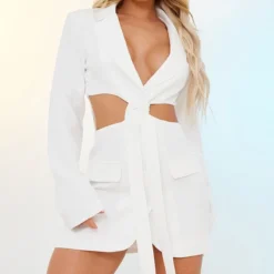 Robe Blazer Blanche Décolletée Découpée à Détail Noué -Jupe Lumine Soldes Boutique 52f0eebd0c539a3f7215f990360facecea3624af cnd2333 3